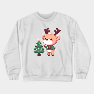 Christmas Deer and Christmas Tree Crewneck Sweatshirt